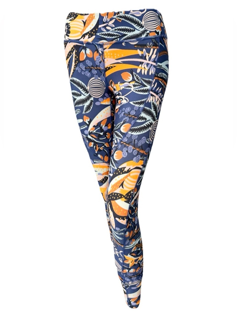 Maaji Tropical Print Leggings XS Blue Orange Athletic Yoga Pants